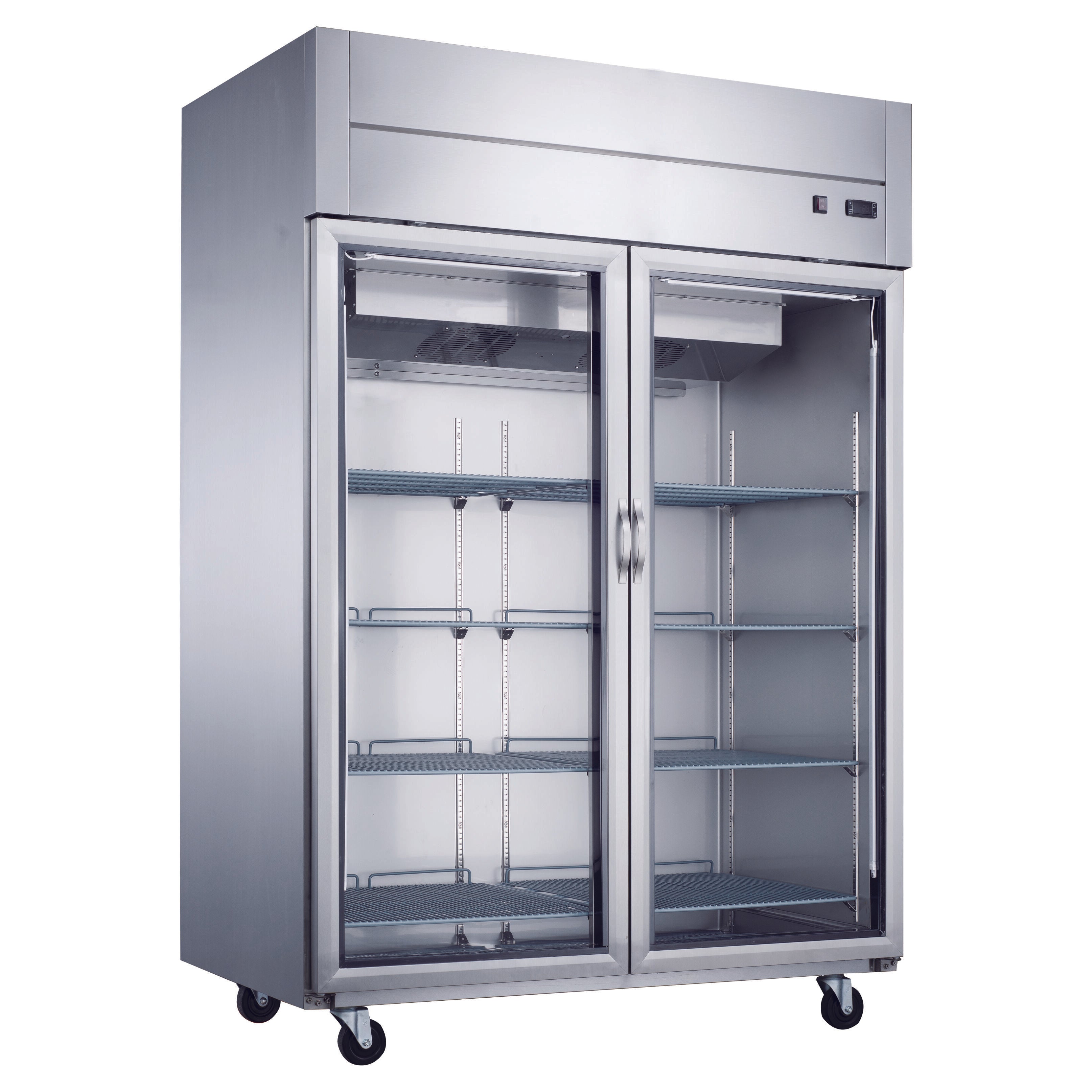 Dukers D55AR Commercial 2-Door Top Mount Refrigerator in Stainless Steel