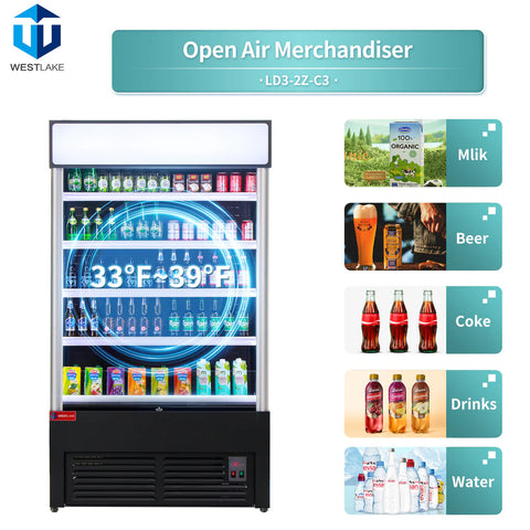 Open Air Merchandiser, WESTLAKE ‎46"W 33" D Black Refrigerated Air Curtain Merchandiser