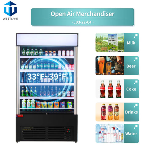 Open Air Merchandiser, WESTLAKE ‎46"W 26" D Black Refrigerated Air Curtain Merchandiser