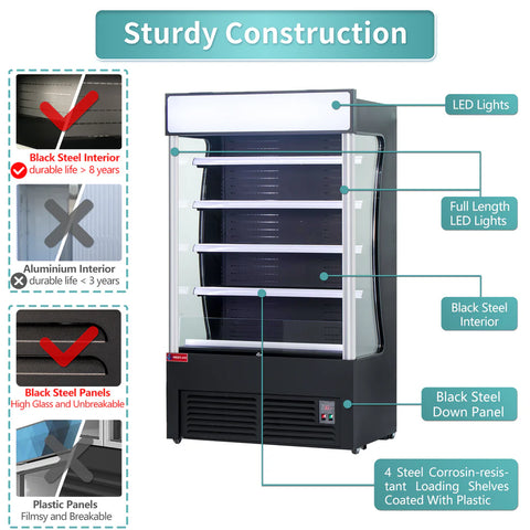 Open Air Merchandiser, WESTLAKE ‎46"W 33" D Black Refrigerated Air Curtain Merchandiser