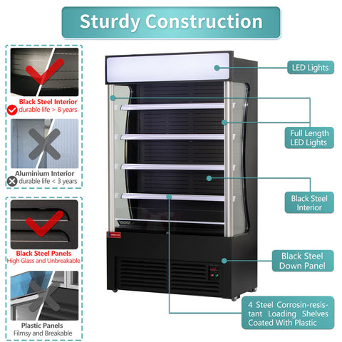 Open Air Merchandiser, WESTLAKE ‎46"W 26" D Black Refrigerated Air Curtain Merchandiser