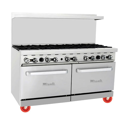 Migali C-RO10B-NG 60" 10 Burner Gas Range w/ (2) Standard Ovens, Natural Gas