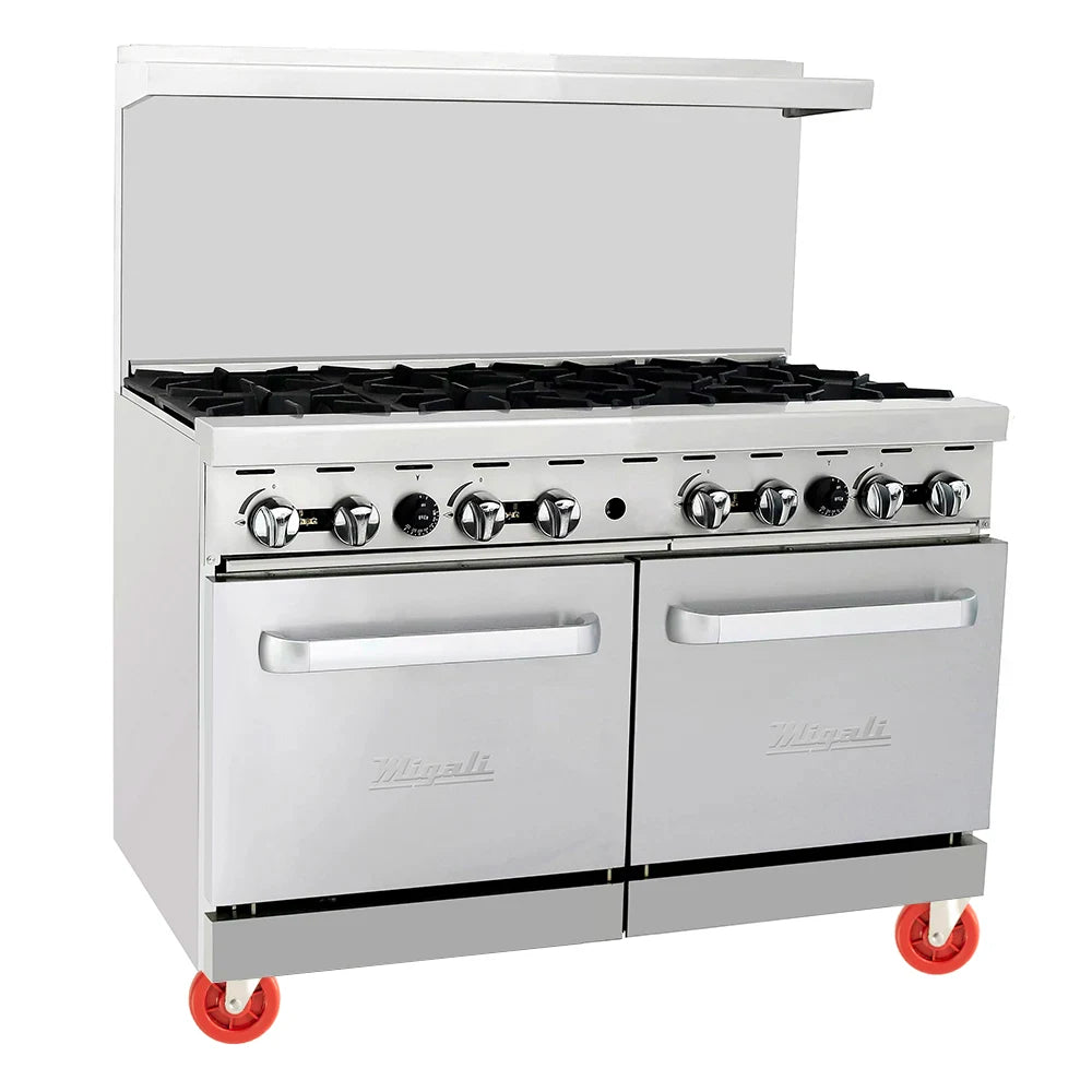 Migali C-RO8B-NG  8 Burner Range w/ (2) Ovens, Natural Gas 48″W x 31″D x 56.4″H