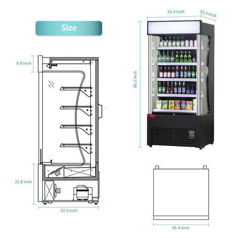 Open Air Merchandiser, WESTLAKE ‎36" Black Refrigerated Air Curtain Merchandiser