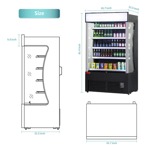 Open Air Merchandiser, WESTLAKE ‎46"W 33" D Black Refrigerated Air Curtain Merchandiser