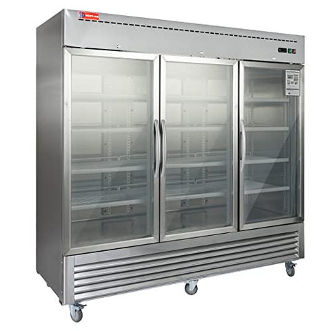 Commercial Refrigerator 3 Glass Door, WESTLAKE 82" W Merchandiser Reach-in Cooler Upright Fridge 72 Cu.ft for Restaurant, Bar, Shop, Retail