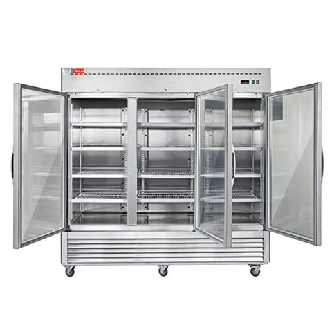 Commercial Refrigerator 3 Glass Door, WESTLAKE 82" W Merchandiser Reach-in Cooler Upright Fridge 72 Cu.ft for Restaurant, Bar, Shop, Retail