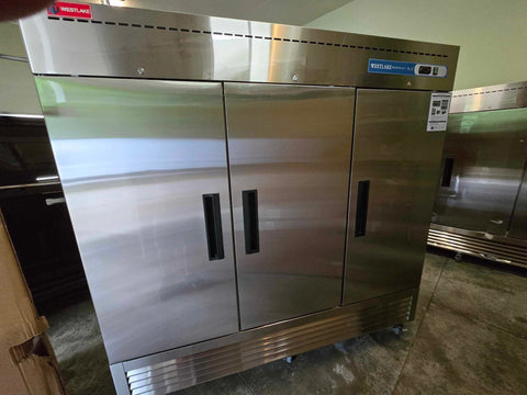 Westlake WKF-82B 3 door 82" Stainless Steel Reach in Upright Freezer 72 Cu. Ft