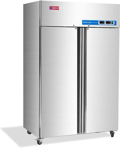 WESTLAKE Commercial Freezer 48"W 2 door 2 Section Stainless Steel Reach in Solid door Fan Cooling 36 Cu.ft Freezer for Restuarant, Bar, Shop, etc