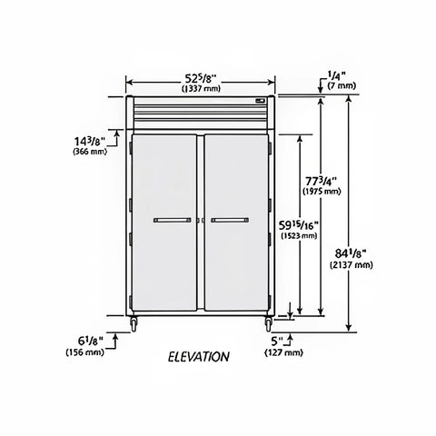 True STG2F-2S 53" Spec Series® Two Section Reach In Freezer, (2) Solid Doors, 115v