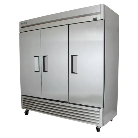 True TS-72-HC 78 1/10" Three Section Reach In Refrigerator, (3) Left/Right Hinge Solid Doors, 115v