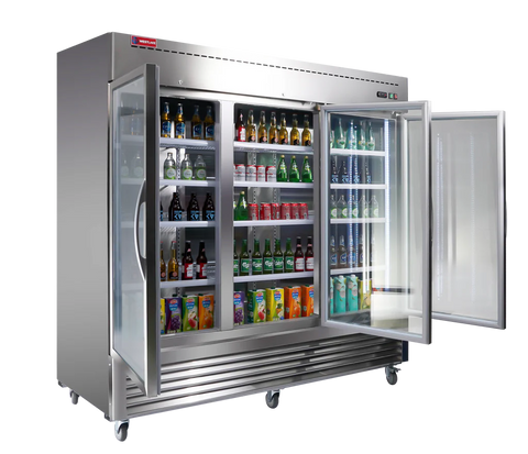 Commercial Refrigerator 3 Glass Door, WESTLAKE 82" W Merchandiser Reach-in Cooler Upright Fridge 72 Cu.ft for Restaurant, Bar, Shop, Retail