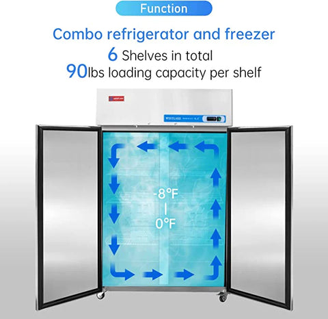 Westlake WK-48F 2 door 48" Stainless Steel Reach in Upright Freezer - 36 Cu. Ft.