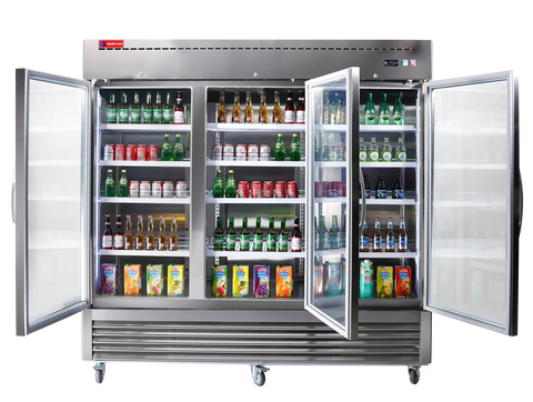 Commercial Refrigerator 3 Glass Door, WESTLAKE 82" W Merchandiser Reach-in Cooler Upright Fridge 72 Cu.ft for Restaurant, Bar, Shop, Retail