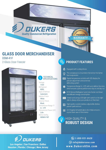 Dukers - DSM-41F Commercial 47-1/4"W 2 Glass Door Merchandiser Freezer