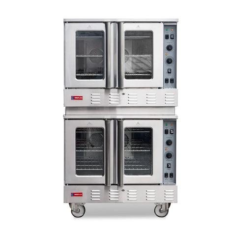 Commercial Convection Oven, WESTLAKE 39" Double Deck Full Size Commercial Gas Convection Oven with Legs - 120,000 BTU