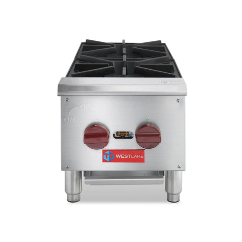 Commercial Hot Plate, WESTLAKE 12" Countertop Gas Range Restaurant 2 Burner Gas Stove with 50,000 BTU