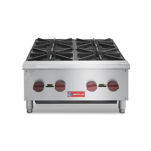 Commercial Hot Plate, WESTLAKE 24" Countertop Gas Range Restaurant 4 Burner Gas Stove with 100,000 BTU