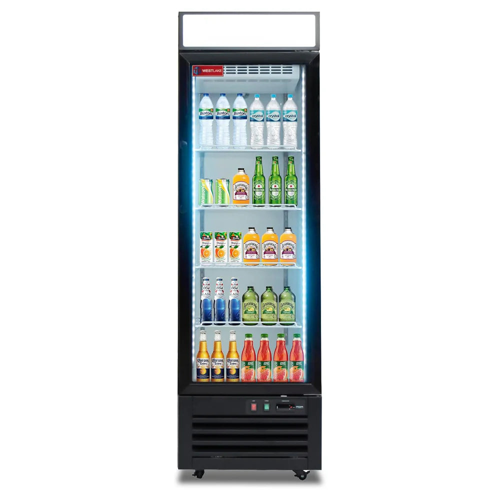 Commercial Refrigerator 1 Glass Door, WESTLAKE 24" W Merchandiser Reach-in Cooler Upright Fridge 13 Cu.ft for Restaurant, Bar, Shop, Retail