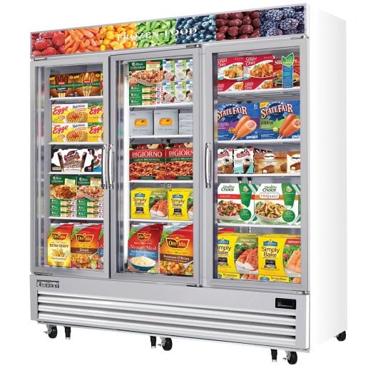 Everest EMGF69 74-3/4" Triple Swing Glass Door Merchandiser Freezer 69 Cu. Ft.