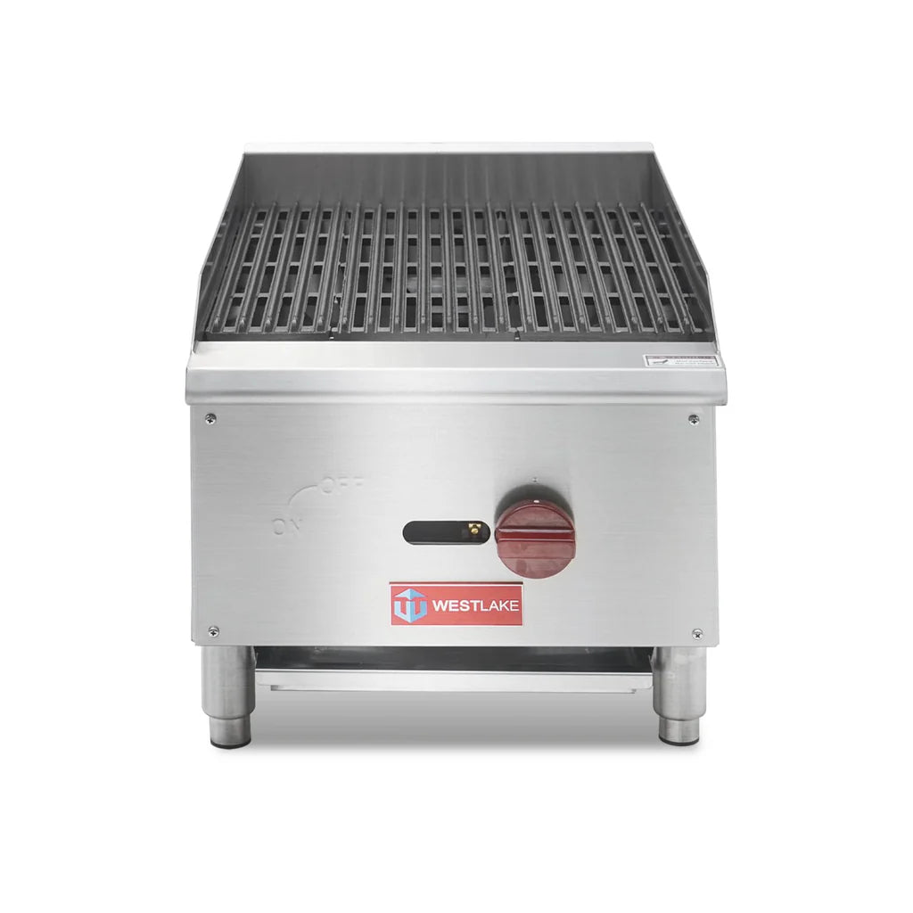 Commercial Charbroiler, WESTLAKE 16" Gas Countertop Radiant Charbroiler 1 Burner Char Broiler - 30,000 BTU