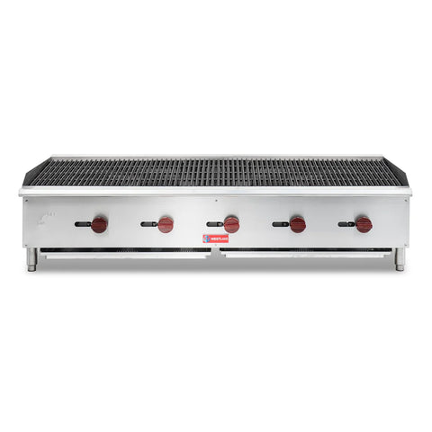 Commercial Charbroiler, WESTLAKE 60" Gas Countertop Radiant Charbroiler 5 Burner Char Broiler - 150,000 BTU