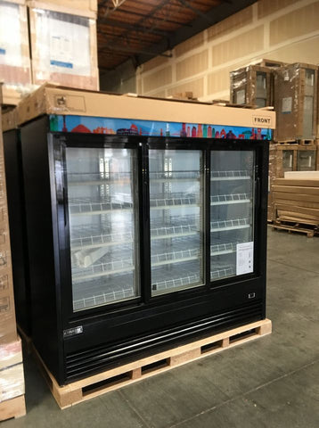 Dukers DSM-68SR Commercial Glass SLIDING 3-Door Refrigerator 69 Cu. Ft.