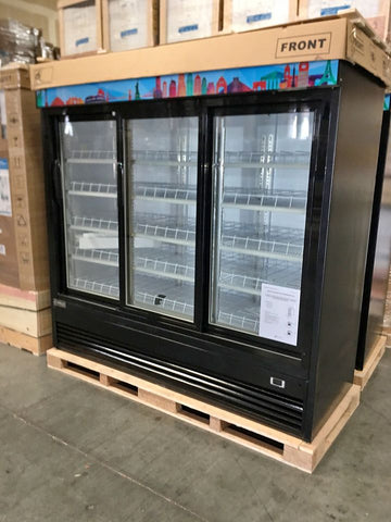 Dukers DSM-68SR Commercial Glass SLIDING 3-Door Refrigerator 69 Cu. Ft.